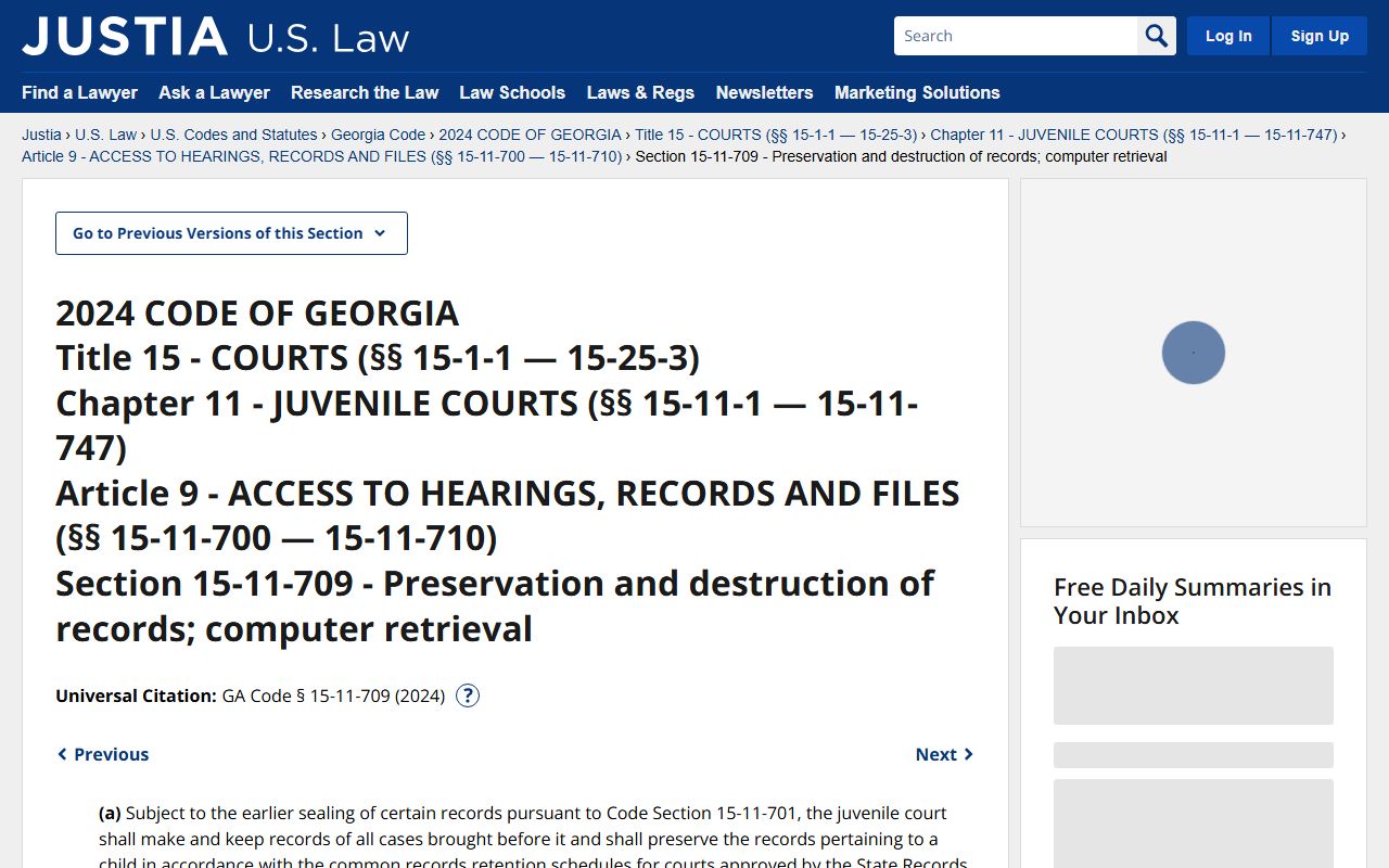 Irwin County Clerk of Superior Court and Juvenile Court juvenile record preservation statute