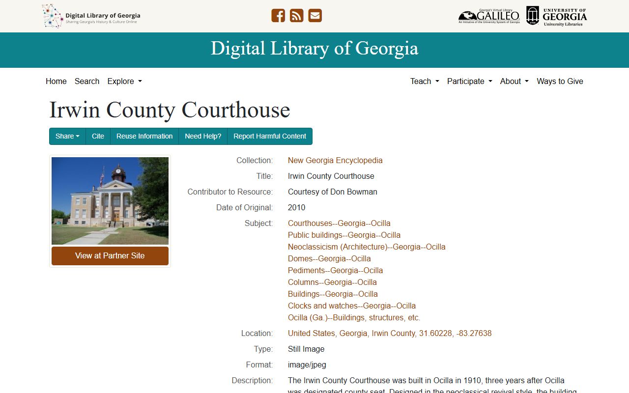 Irwin County court records historic courthouse image