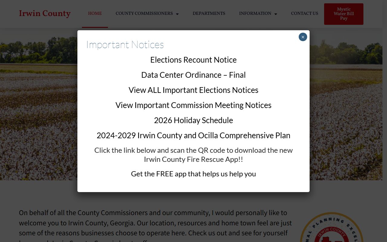 Irwin County court records official county homepage