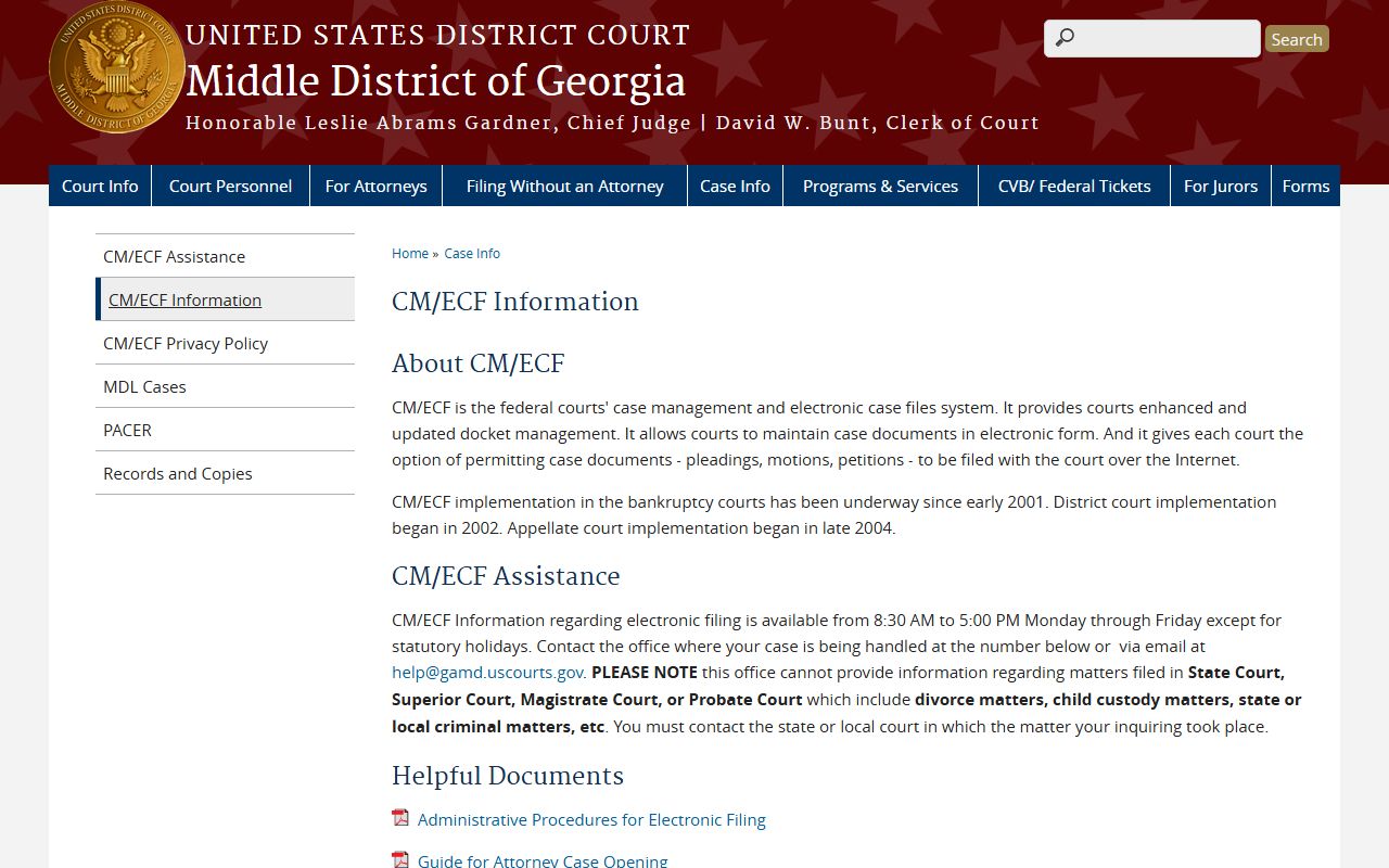 Irwin County court dockets Middle District CM ECF source