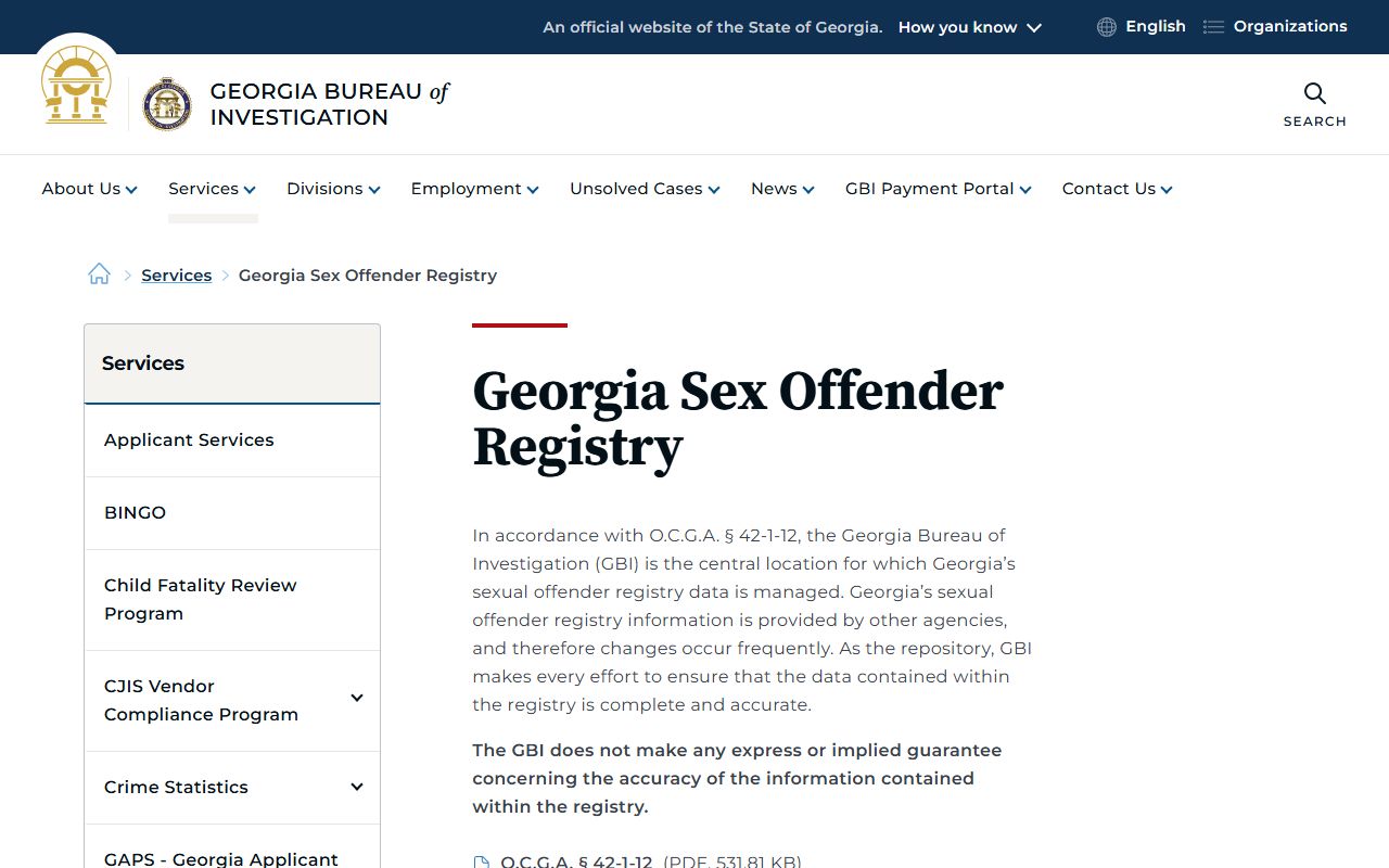 Irwin County criminal court records GBI registry source